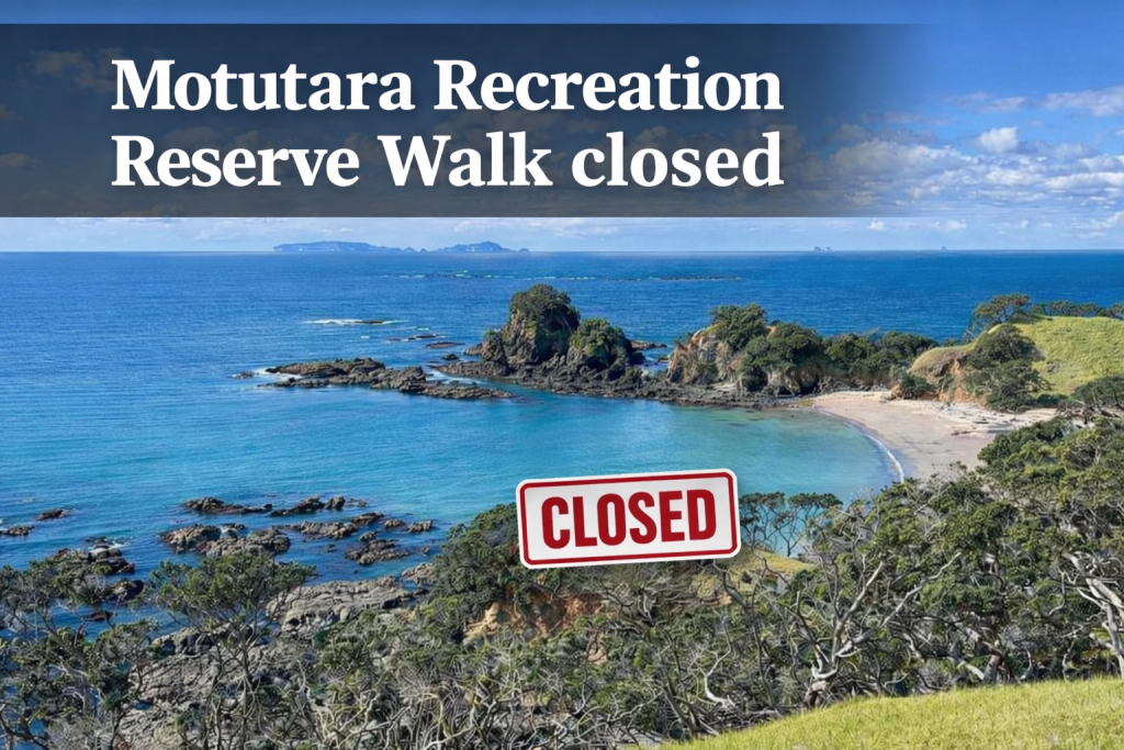 Motutara Reserve Walk closed sign